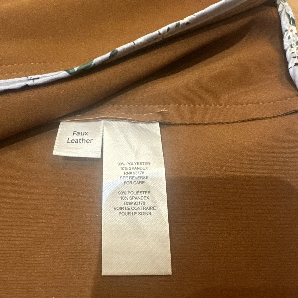 T Tahari Faux‎ Suede Jacket Women's Small Pockets Open Front Moto Style Camel